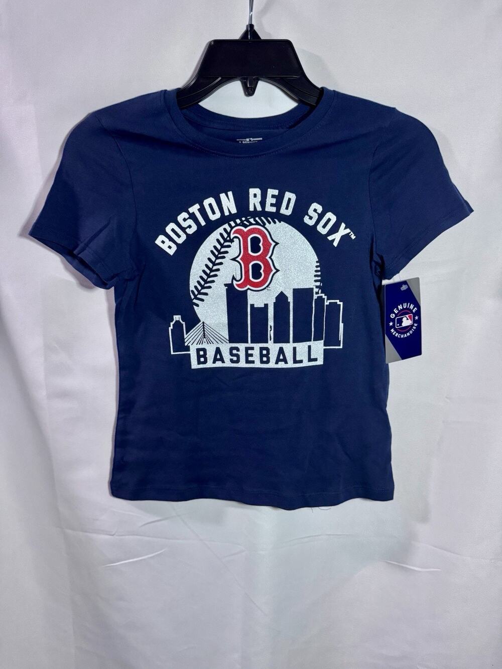 Boston Red SoxSparkly Navy BlueShort Sleeve T-Shirt Girls Size Medium